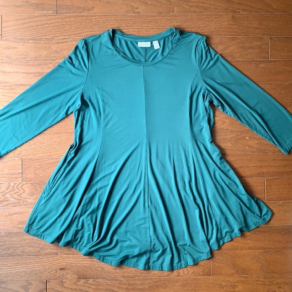 LOGO Lori Goldstein Green Tunic with Pockets Size Medium
